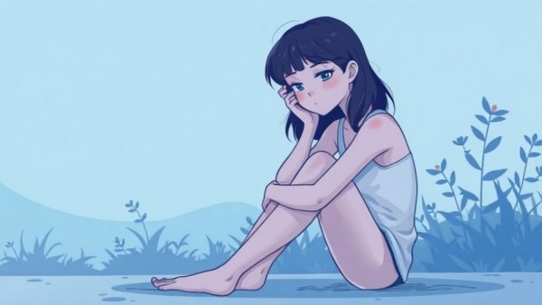 Blue illustration depicting mindfulness and trauma recovery