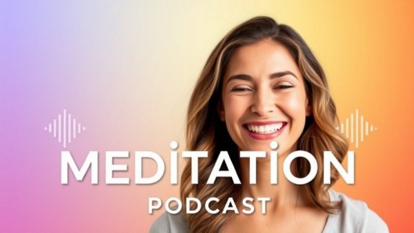 Vibrant meditation podcast cover with mindfulness meditation theme.