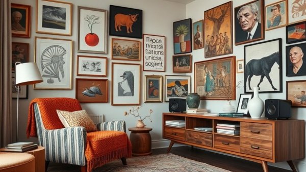 Chic living room corner with art and modern decor, highlighting modern lifestyle tips.