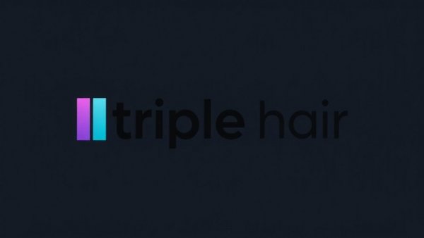 Triple Hair logo in gradient blue, hair loss treatment branding.