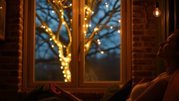 Mindfulness Practices in a warm lit room at night