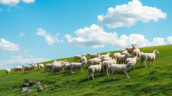 Sheep grazing on a hillside viewed from a car.