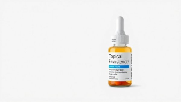 Topical finasteride bottle for hair loss with a clean design.