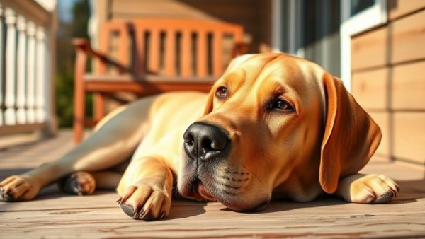 Senior Labrador enjoying the sun, depicting healthy lifestyle changes.