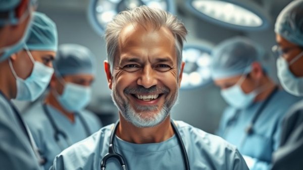 Hair transplant surgeon receiving procedure in operating room.