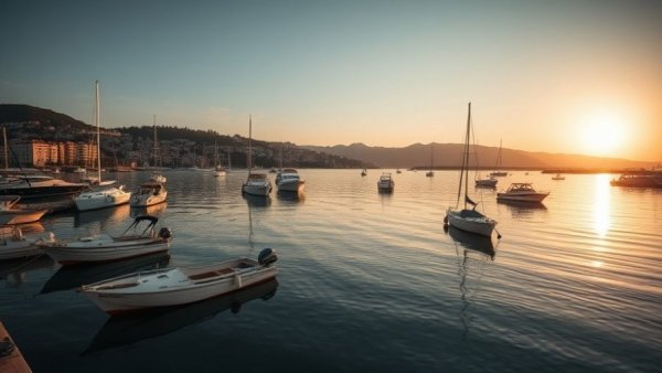 Tranquil harbor at sunrise, showcasing modern lifestyle tips.