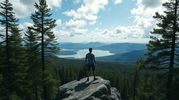 Person embracing healthy lifestyle changes by hiking in nature.