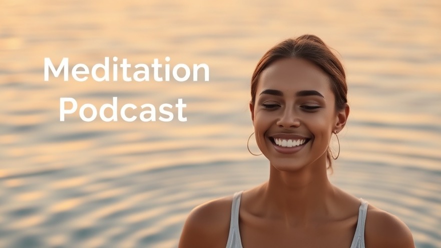 Mindfulness practice podcast cover featuring a smiling woman promoting guided meditation.