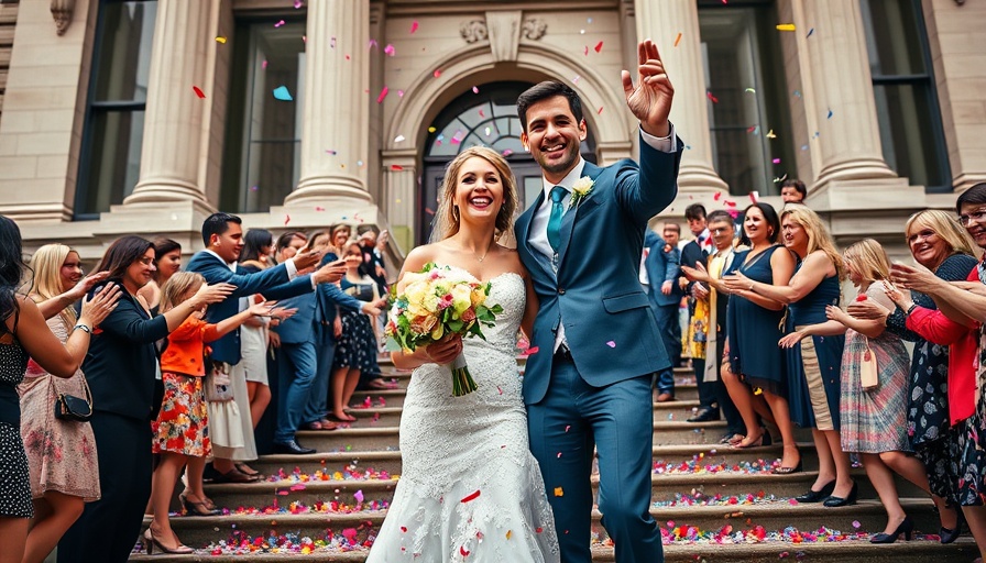 Personalized wedding ideas with joyful couple and confetti.