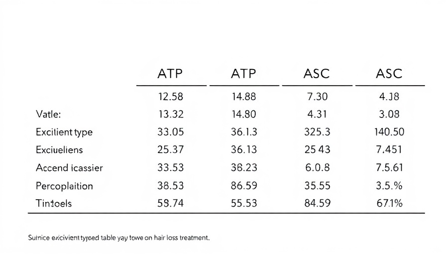 Hair loss treatment study table detailing excipients and doses.