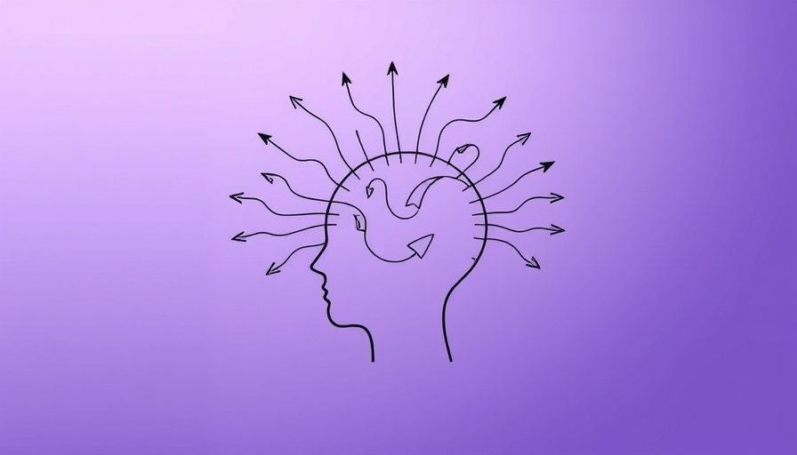 Mindfulness and ADHD Management concept art with arrows on purple background