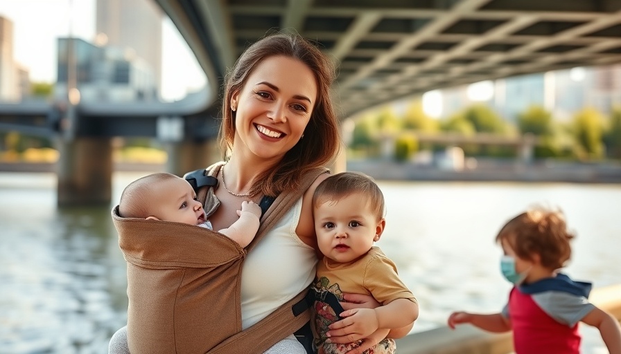 Moms in the Picture: Mother with children under a bridge in a park.