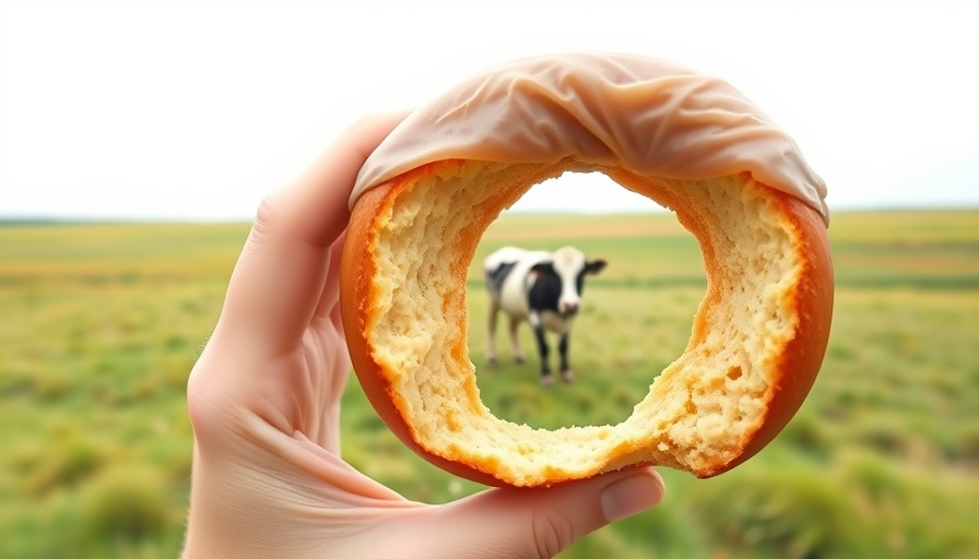 Donut held, cow distant; symbolizes healthy lifestyle changes.
