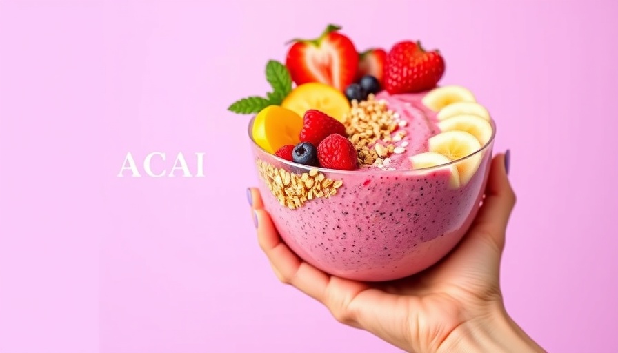 Oola Bowls Portland Opening promotional image with acai bowl.
