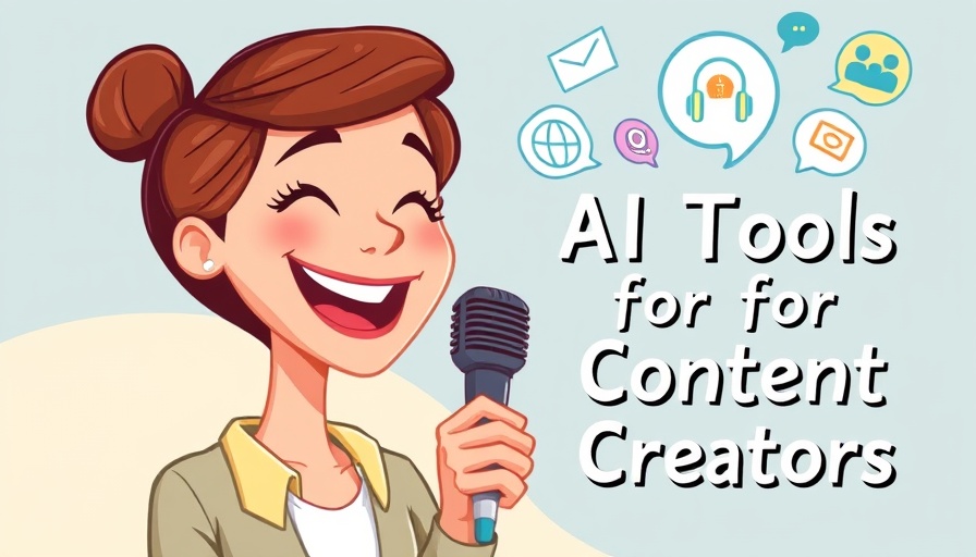 AI Tools for Content Creation advertisement with cartoon woman