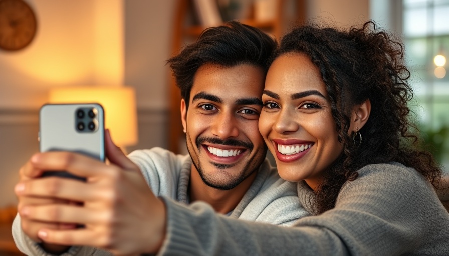 Smiling couple taking a selfie indoors, restaurant industry news.