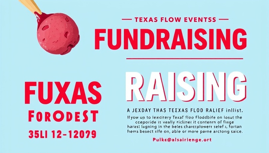 Texas flood relief fundraising restaurant initiatives poster.