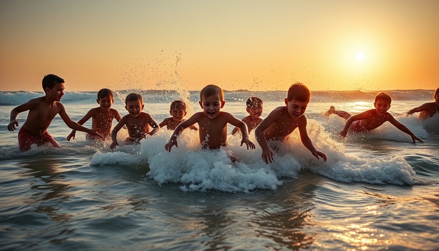 Children enjoying the beach at sunset, changing travel with kids.