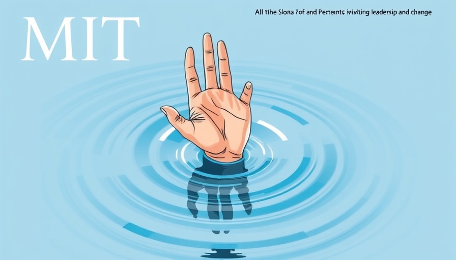 Illustrative hand creating ripples, symbolizing leadership change, business management concept.