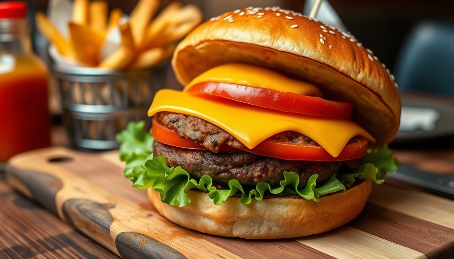 Classic cheeseburger with fries on a restaurant table.