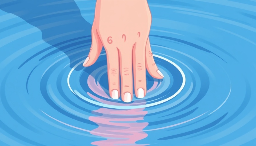 Illustrative hand creating ripples, showcasing impact and change in a water surface.