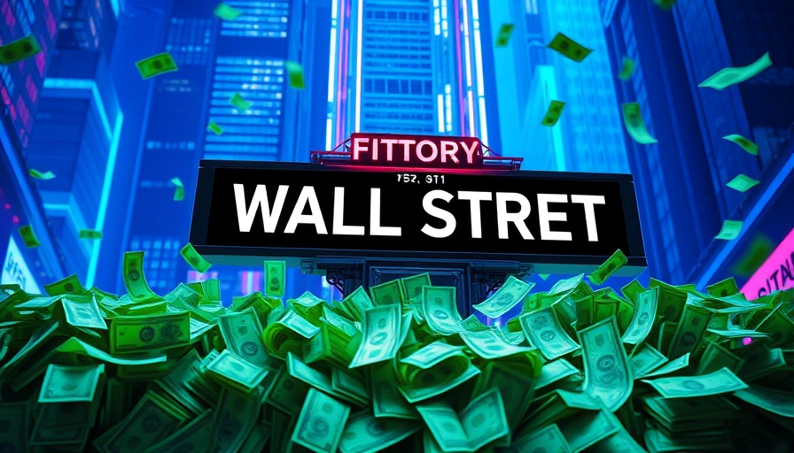 Futuristic Wall Street sign with green cash; future of business theme.