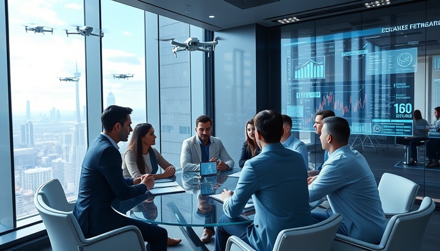 Futuristic business meeting in a modern skyscraper office, future of business.
