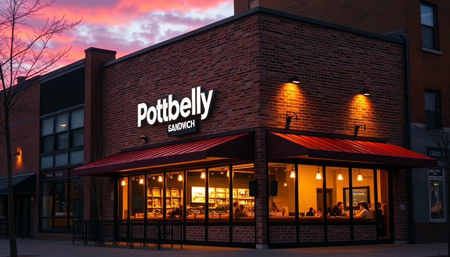 Potbelly Corporation Acquisition illustrated by vibrant shop exterior during sunset.