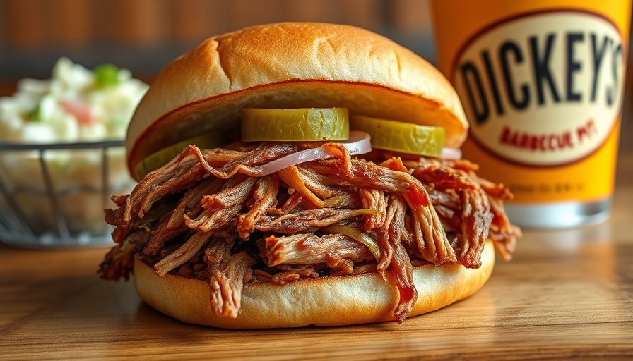 Dickey's Barbecue Pit Canyon City pulled pork sandwich with sides.