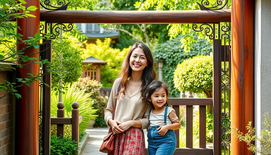 Mother and daughter at a garden, highlighting flexible work for parents.