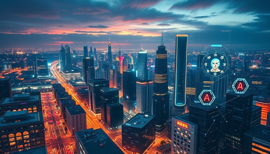 Futuristic cityscape illustrating AI potential in Romania's public sector.