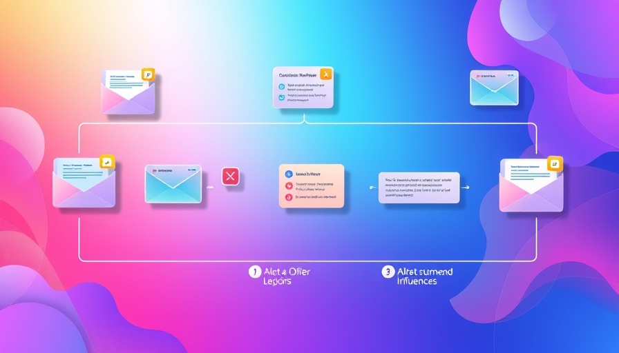 Illustration of automated email flows for influencers with bright icons.