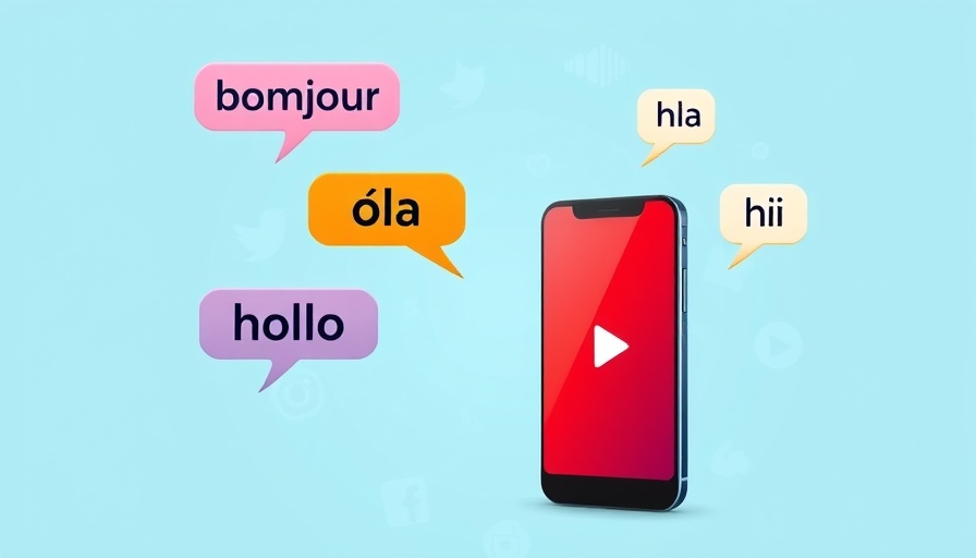 Social Video Multilingual Categorization concept with phone and greetings.