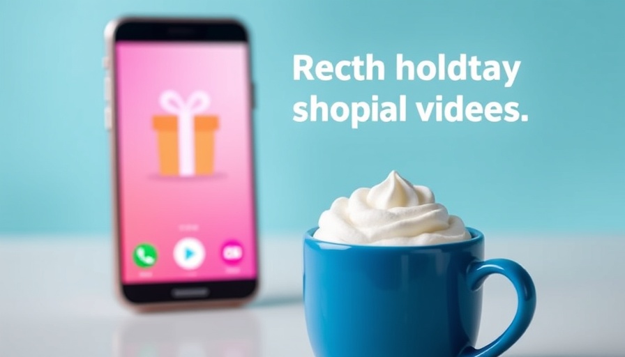 Digital artwork of social video holiday shopping theme with smartphone and gift.