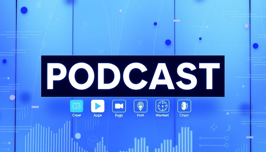 Engaging podcasts for influencers graphic with charts and icons.