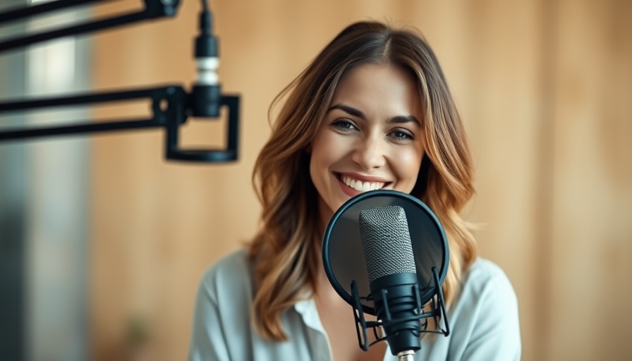 Woman talking about networking in business success on a podcast.