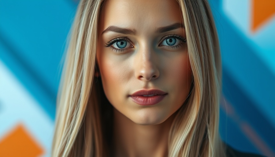 Influencer marketing strategies business card design with woman portrait.