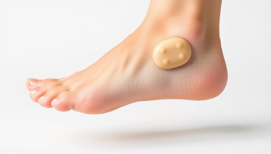 Foot wearing a supportive beige pad, highlighting foot care solutions for autumn.