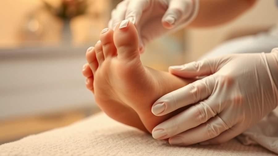 Close-up of foot care treatment at salon, taking care of feet.