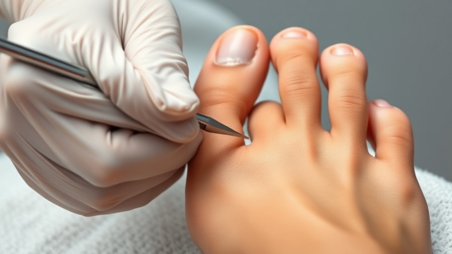 Close-up of deep corn removal on a foot using precision tools.