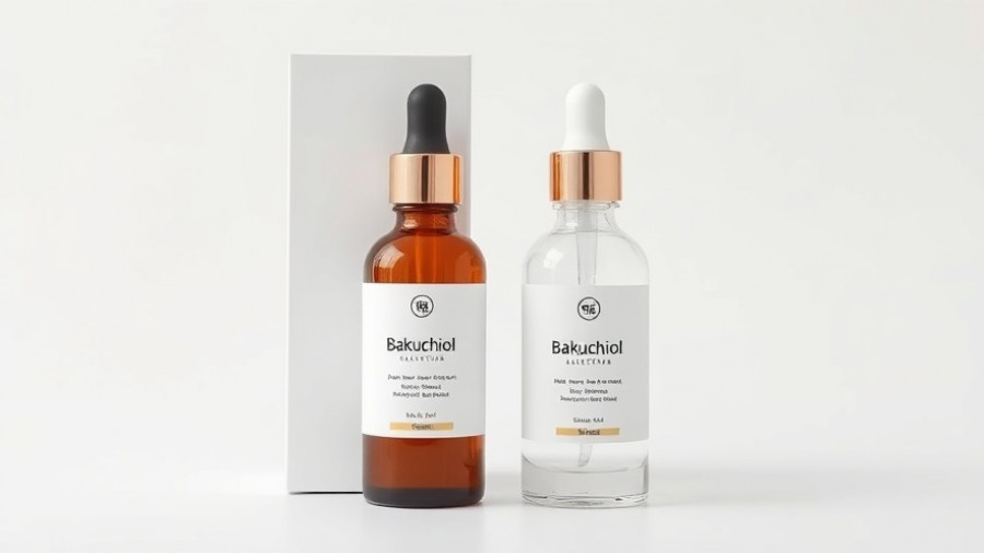 Elegant Bakuchiol serum bottle and box, natural retinol alternative.