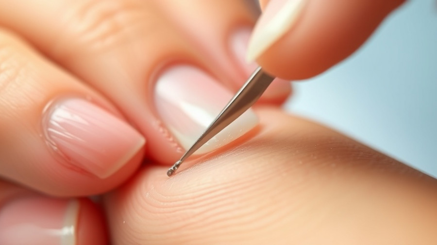 Nail fungus solutions, detailed nail care procedure close-up.
