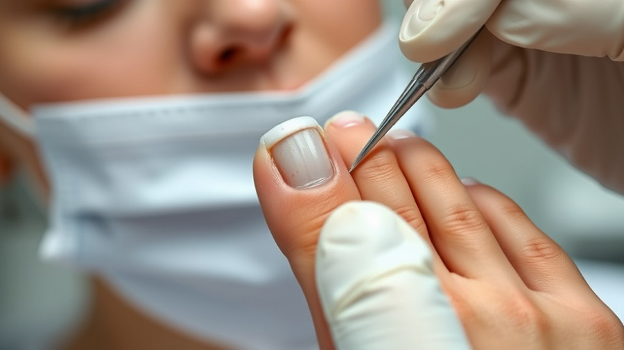 Medical professional treating toenail fungus with precision in clinic.