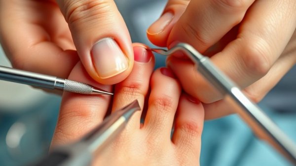 Remove callus on pinky toe close-up process.