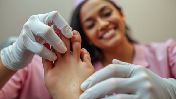 Callus removal techniques demonstrated by specialist in pink.