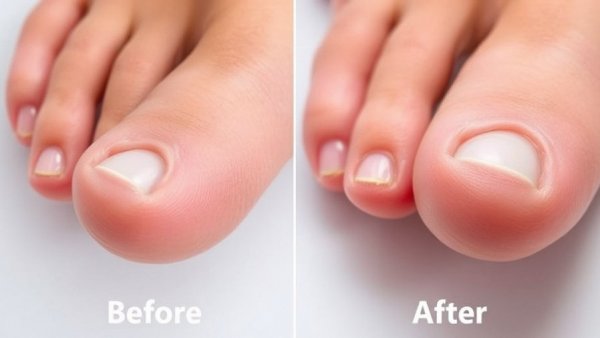Nail fungus solution before and after foot transformation.