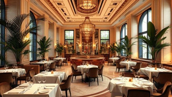 Elegant dining area in a spa weekend getaway, luxurious decor.