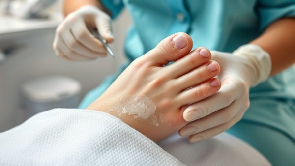 Callus removal treatments showing before and after foot peel results.