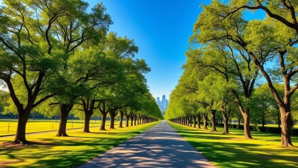 Long tree-lined path highlighting benefits of walking longer sessions.