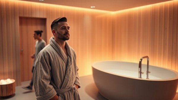 Modern biohacking spa with relaxed client and attendant.